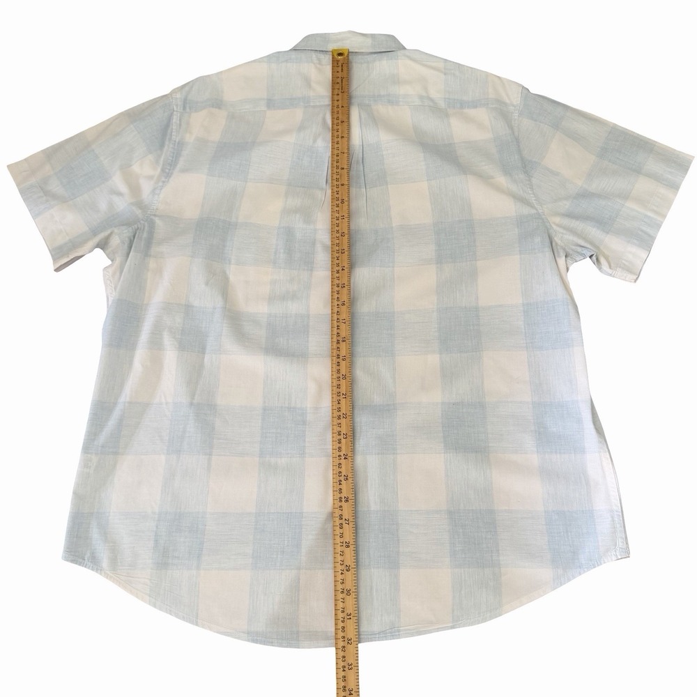 U.S. Polo Assn. XXL Blue/White Checkered Short Sleeve Button Front Oxford Shirt - Picture 7 of 9